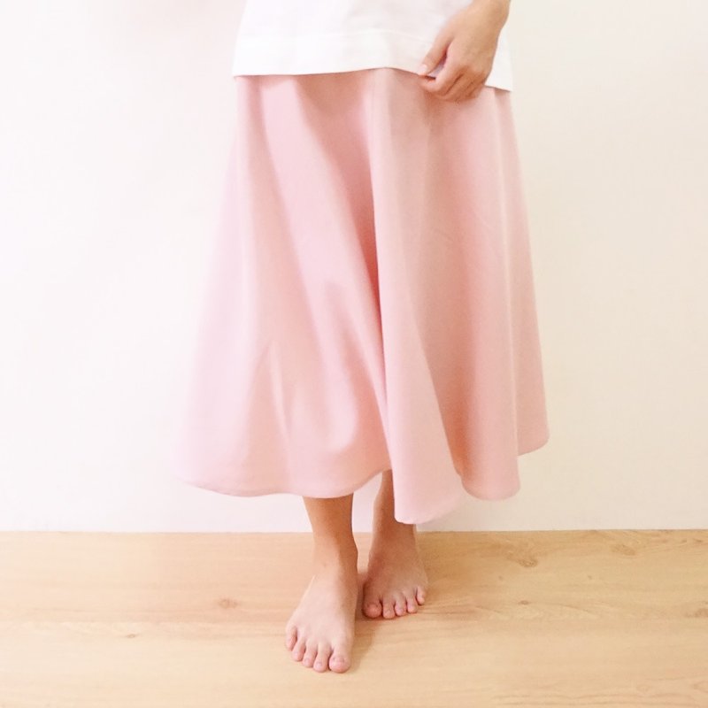 女装纱织中长圆裙-粉色 - 裙子 - 棉．麻 粉红色