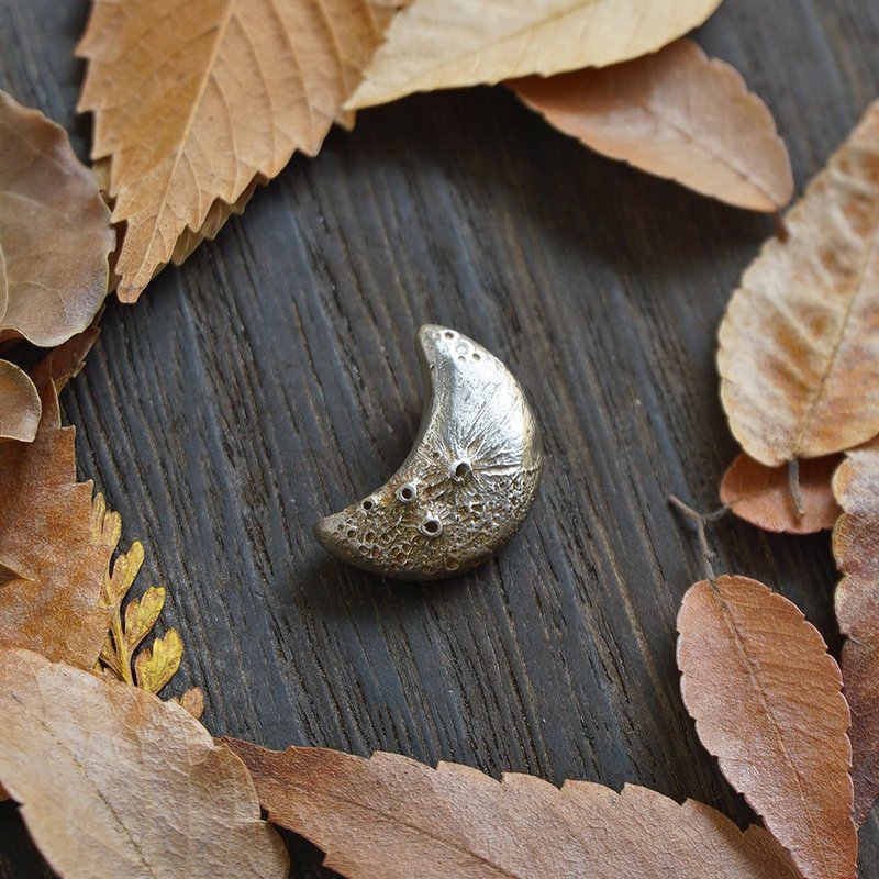 弦月 纯银坠子 /月亮/小星球 - 项链 - 银 银色