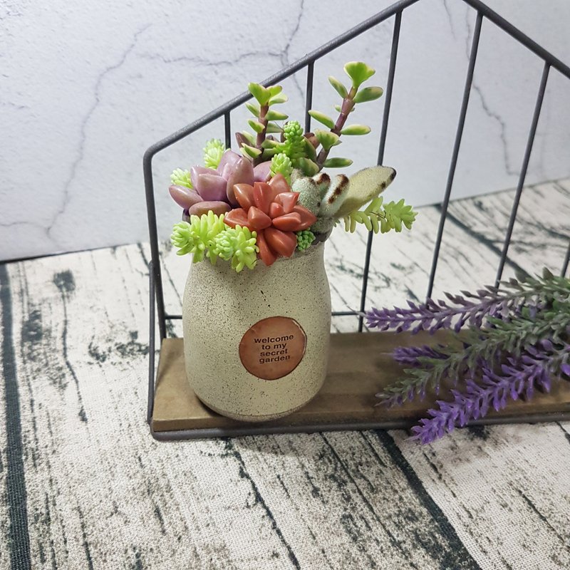 乡村仿旧风 牛奶瓶 + 多肉 - 植栽/盆栽 - 防水材质 