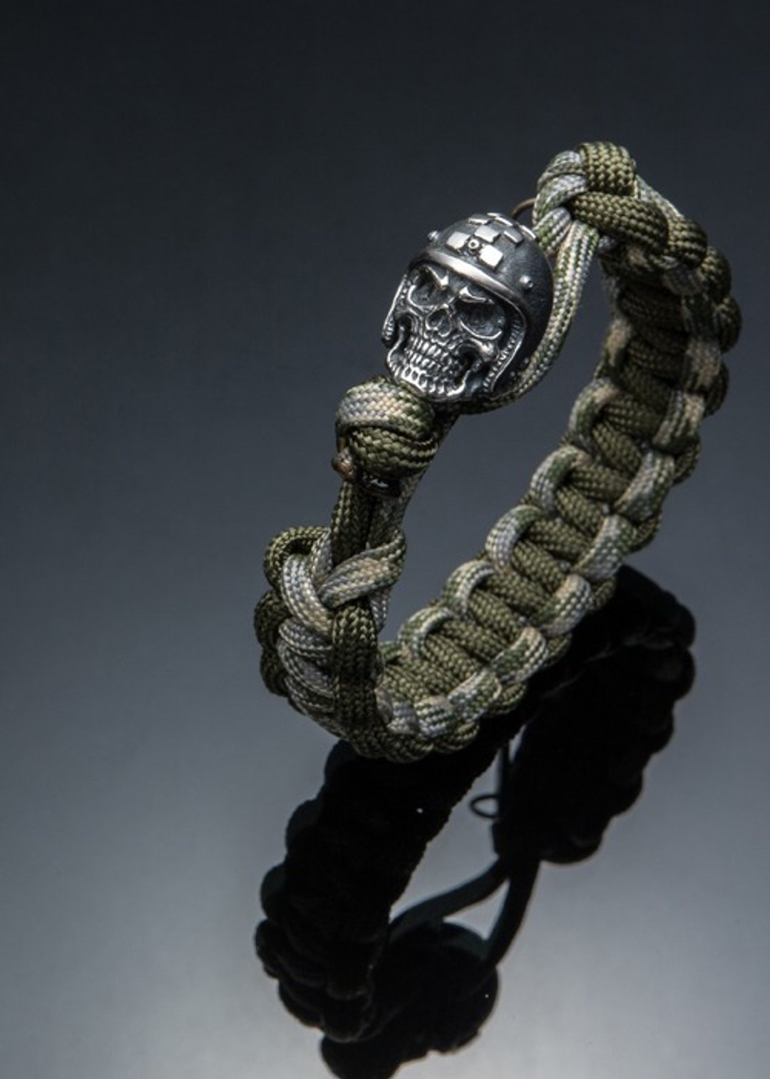 Helmet Skull Survival Bracelet 安全帽骷髅求生手环 (军绿迷彩) - 手链/手环 - 纯银 多色