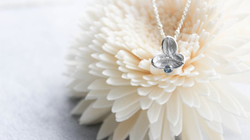 花赏x锆石No.2 纯银项链 玫瑰石英粉&宁静蓝 - 项链 - 纸 粉红色