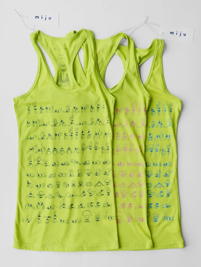 [米猪]苹果绿八肢猫Amie瑜伽练习背心三件特价(同尺寸）（M号） - 女装背心 - 其他材质 绿色