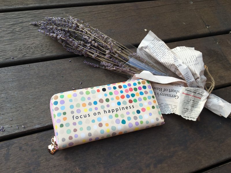 手作好礼 ‘双夹层长夹’彩色点点皮夹 长夹/情人节 交换礼物 新年 - 皮夹/钱包 - 真皮 