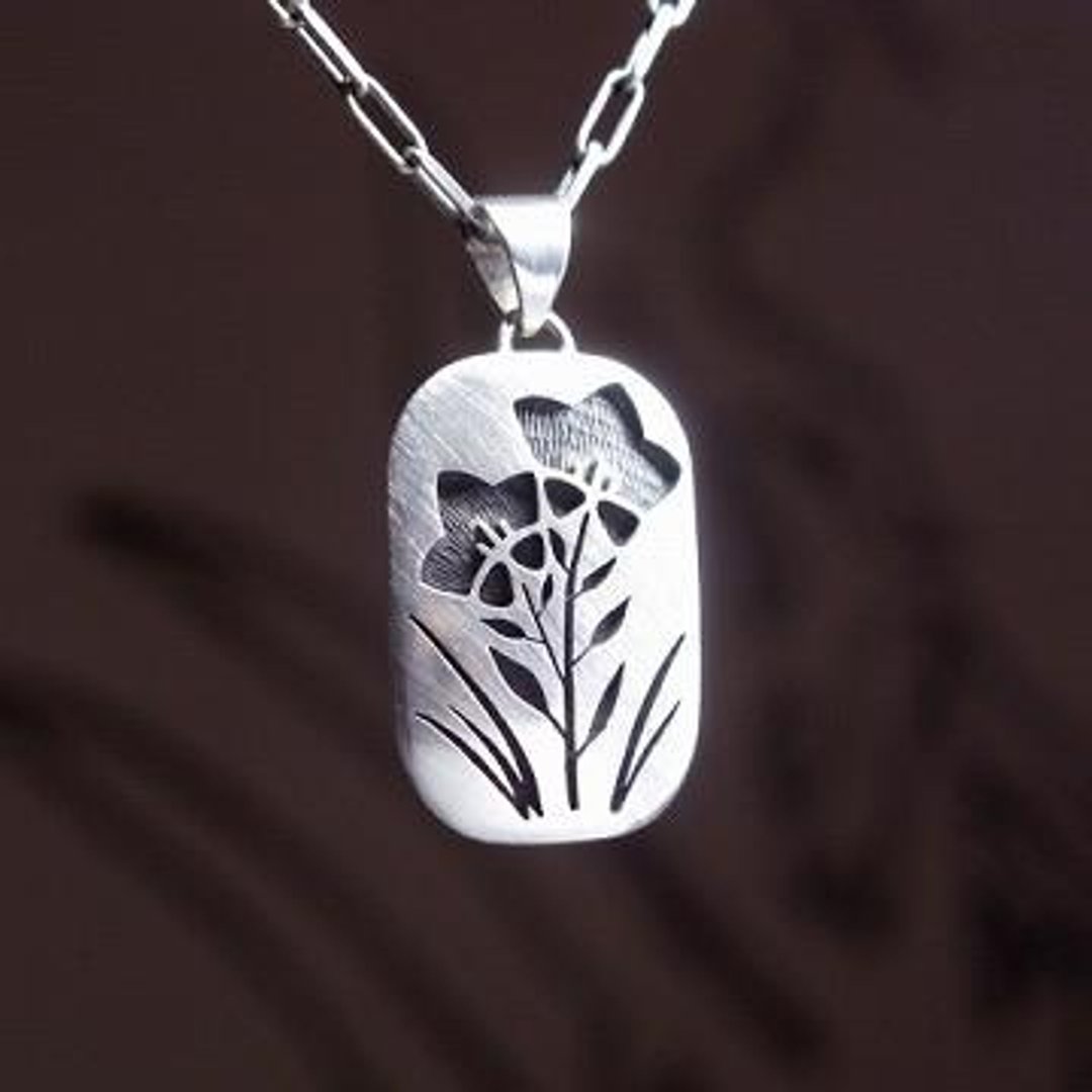 Bellflower overlay silver necklace - 项链 - 其他金属 银色
