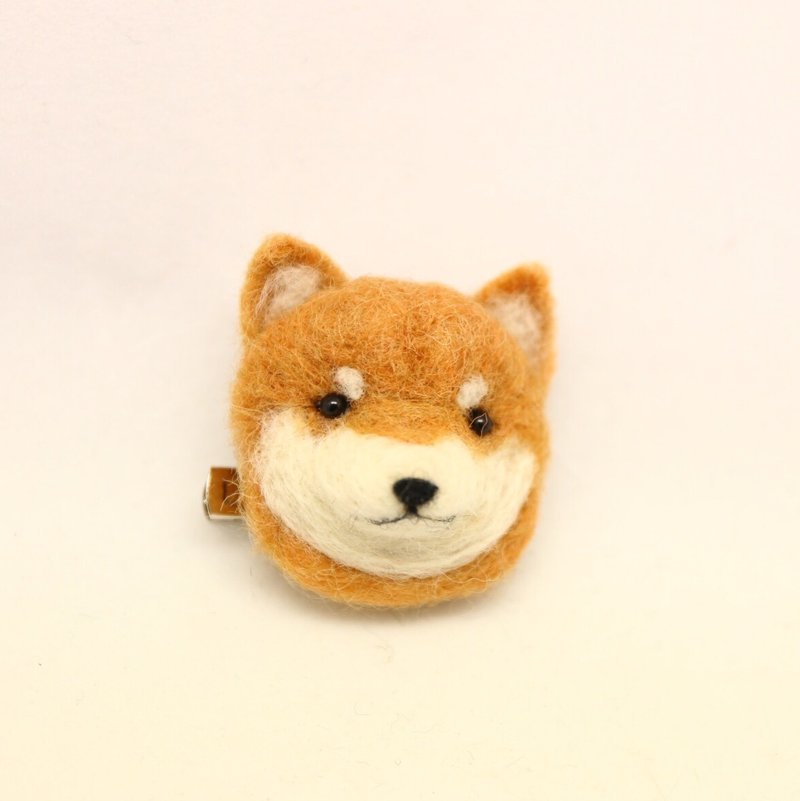 Shiba Inu wool felt brooch Japan dog - 胸针 - 羊毛 咖啡色