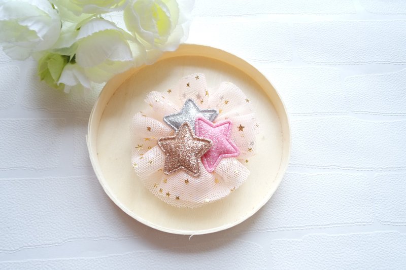 儿童发饰。闪亮网纱星星发夹 - 发饰 - 其他材质 