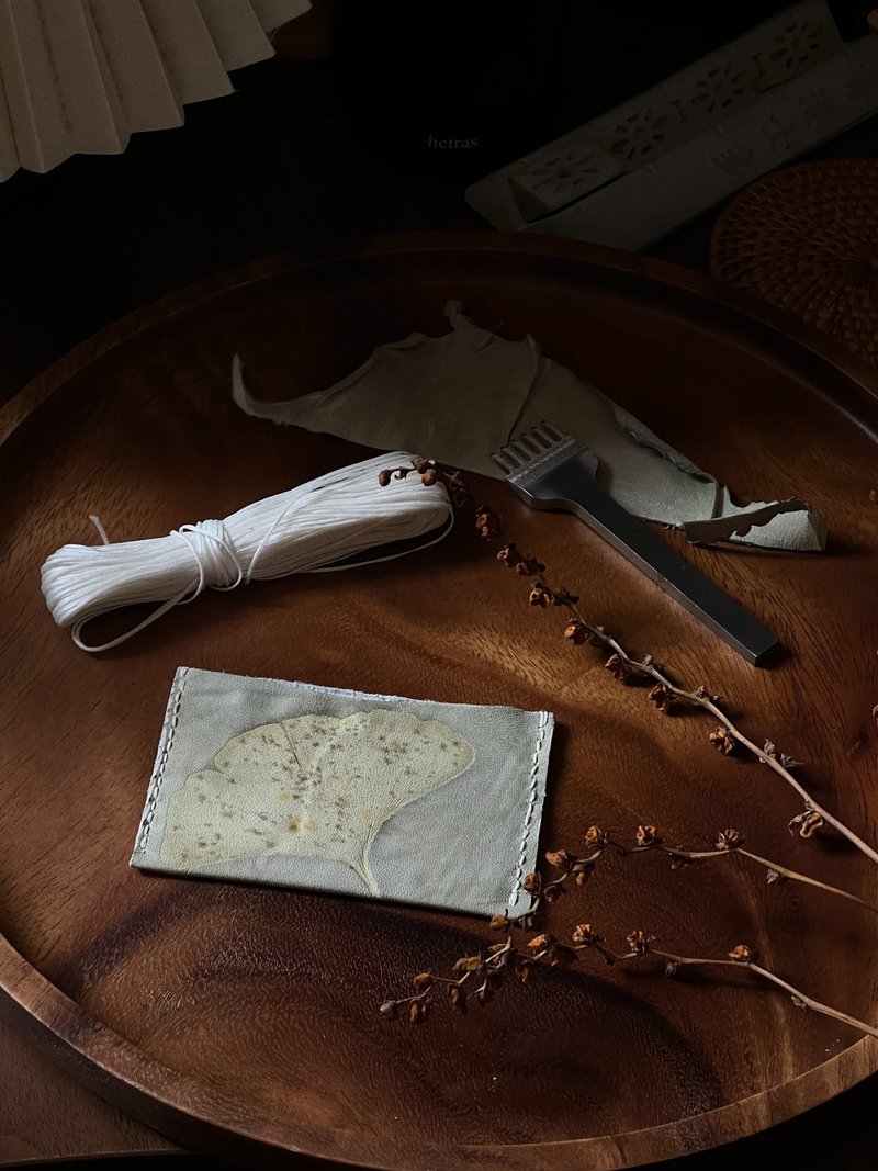 植物印染草木染天然染羊皮皮革卡套 - 证件套/卡套 - 真皮 绿色