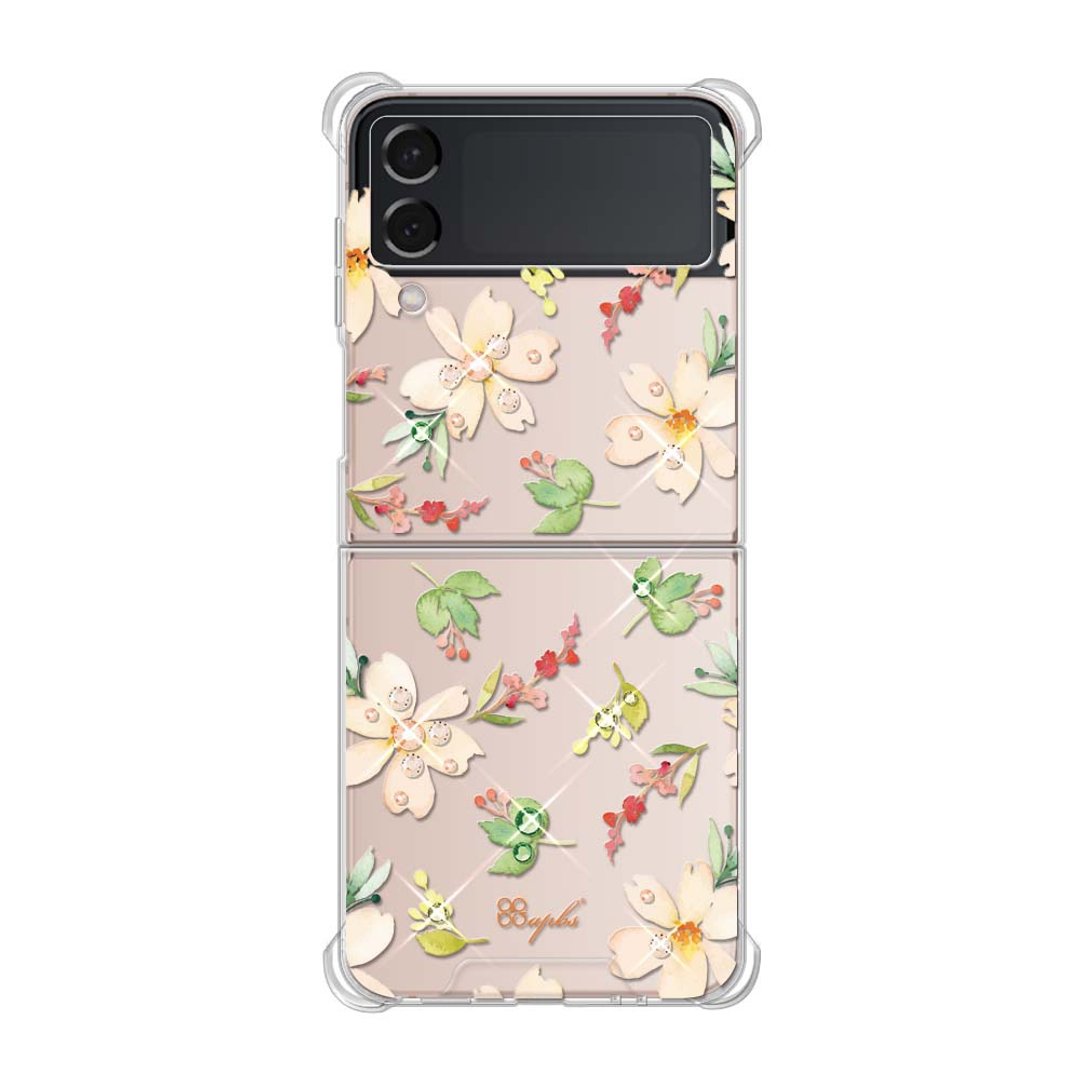 Samsung Z Flip4 5G水晶彩钻四角加厚双料手机壳-小清新-樱花 - 手机壳/手机套 - 其他材质 多色