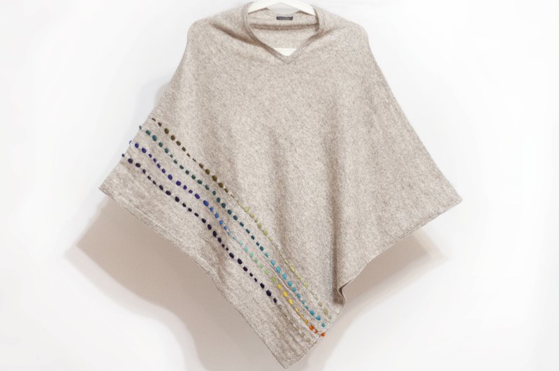 喀什米尔Cashmere羊绒斗篷 戒指绒披肩 波希米亚羊毛斗篷披肩-彩 - 围巾/披肩 - 羊毛 多色
