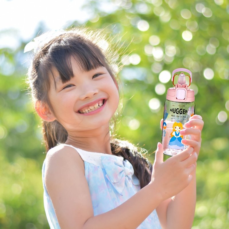 HUGGER弹盖吸管水壶(550ml)亮丽公主 Tritan材质激励标示儿童水壶 - 儿童餐具/餐盘 - 环保材料 粉红色