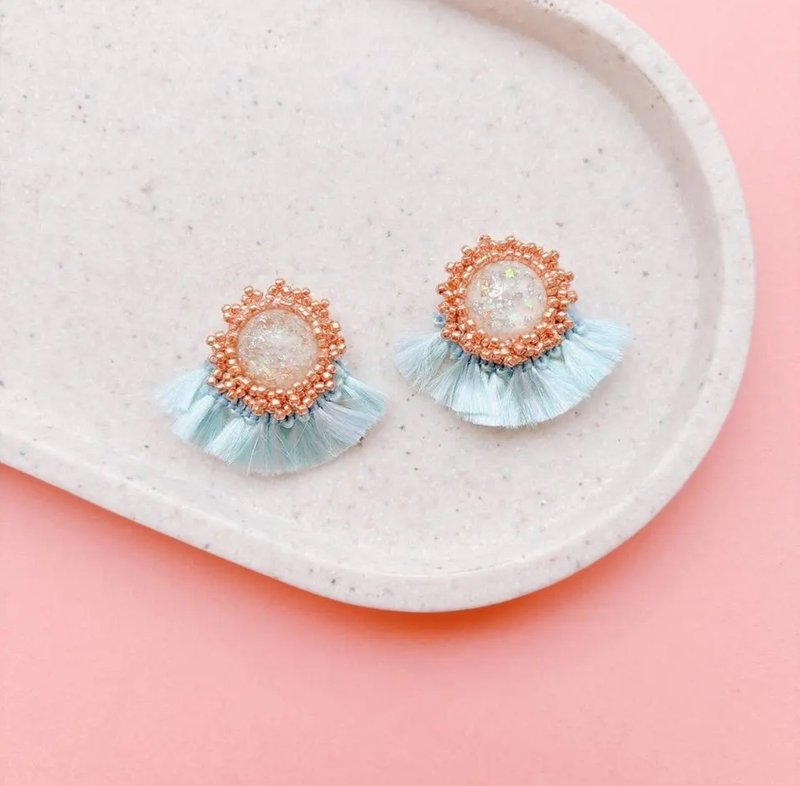 Pikari - 耳环/耳夹 - 其他材质 蓝色