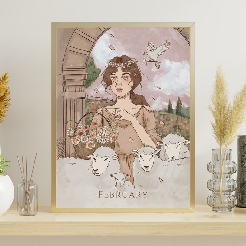Louise.P【February 2月春神】A3/A4海报 水彩纸(不含相框) - 海报/装饰画/版画 - 纸 多色