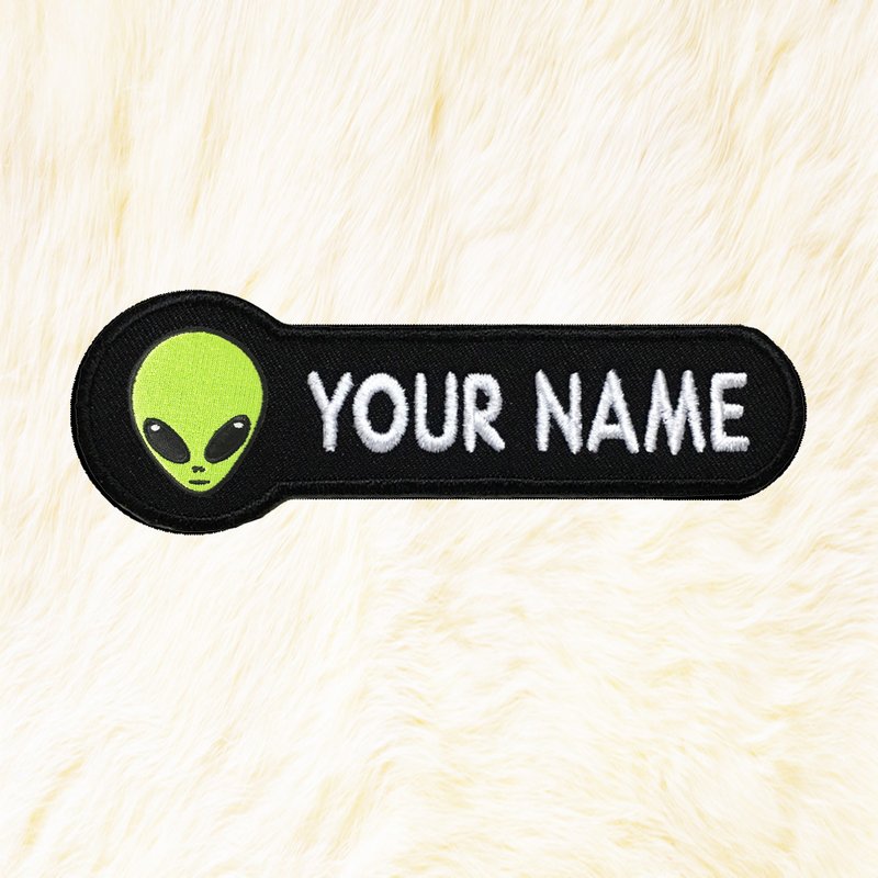 Alien Green Personalized Iron on Patch Your Name Your Text Buy 3 Get 1 Free - 编织/刺绣/羊毛毡/裁缝 - 绣线 黑色
