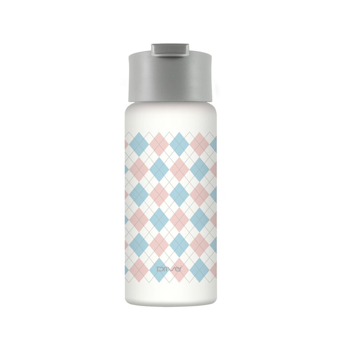 (附赠2款杯盖)--Driver 冷热随行保冰杯 500ml (白色菱格) - 茶具/茶杯 - 其他金属 白色