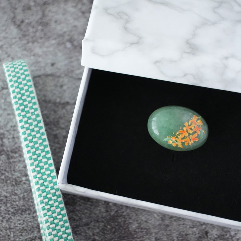 格纹三分纽组 天然石绿东陵玉与桂花、金箔腰饰 秋冬 七五三 成人式 - 其他 - 宝石 绿色