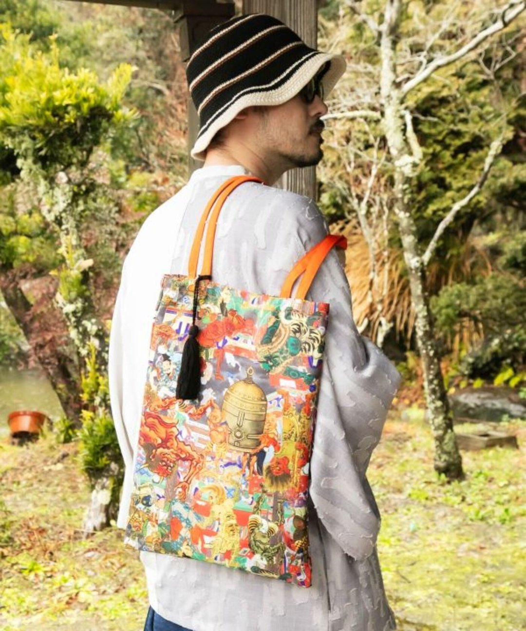 【热门预购】复古日式优雅静谧绘卷浮世绘 A4 手提包 (4 色)7IKP5203 - 手提包/手提袋 - 棉 