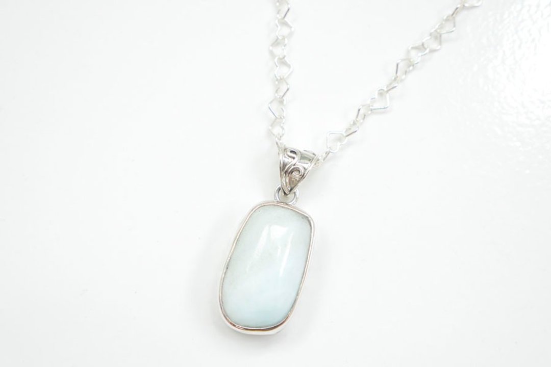Hemimorphite Silver Necklace [ Silver 925] - 项链 - 石头 蓝色