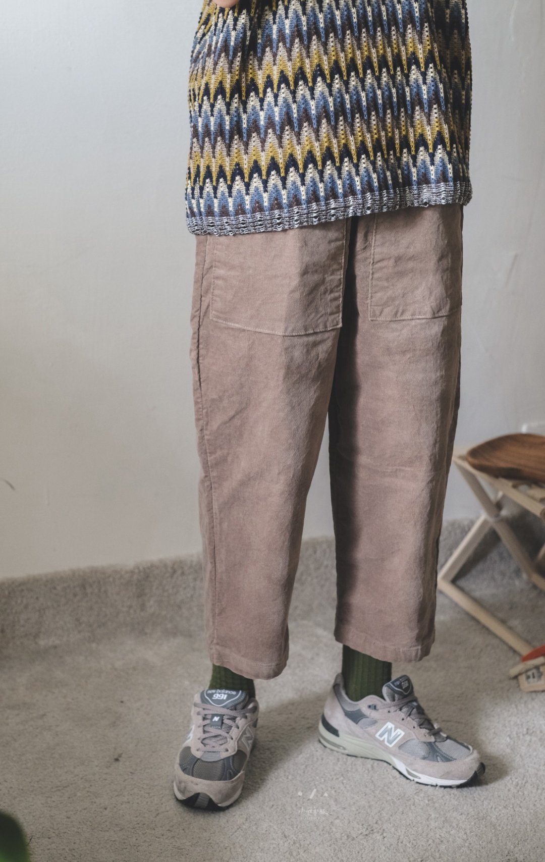 法兰绒缝线小锥九分裤 - 3色-法兰奶茶 - 男士长裤 - 棉．麻 卡其色