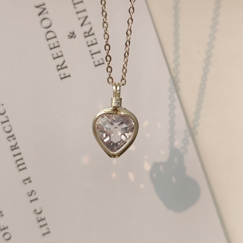 薰衣草紫水晶吊墜 切面心形水晶項鍊 純銀紫水晶項鍊墜 - 吊饰 - 水晶 
