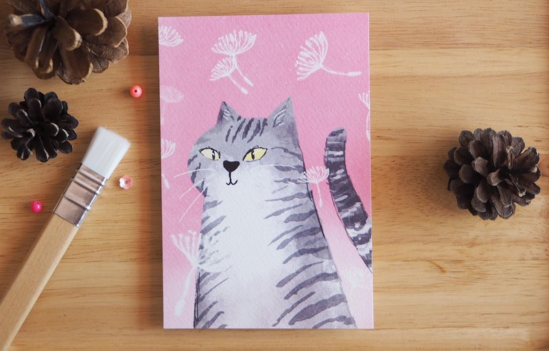 Postcard cat - 卡片/明信片 - 纸 粉红色