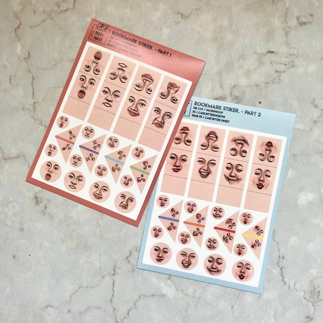 STICKER  ฺBOOKMARK :: face for someone - 贴纸 - 防水材质 粉红色