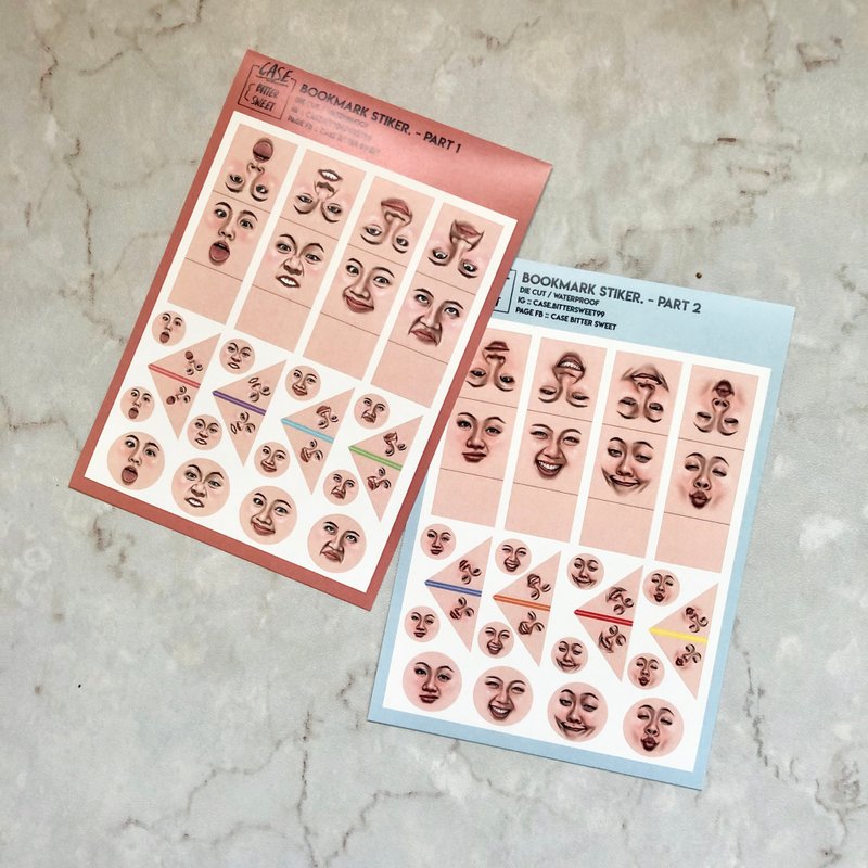 STICKER  ฺBOOKMARK :: face for someone - 贴纸 - 防水材质 粉红色