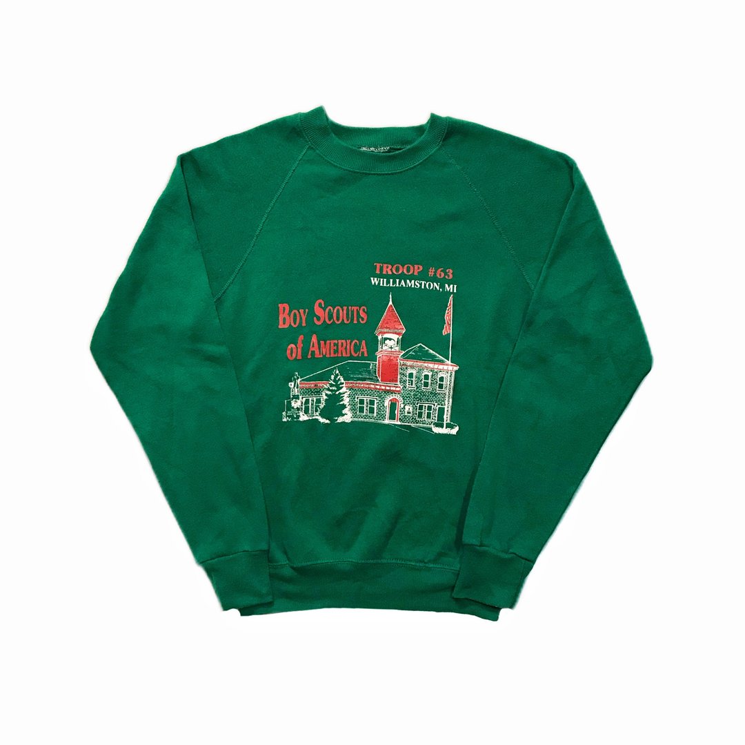 Vintage Boy Scout Sweatshirt 古着童军绿色卫衣 - 中性连帽卫衣/T 恤 - 其他材质 绿色