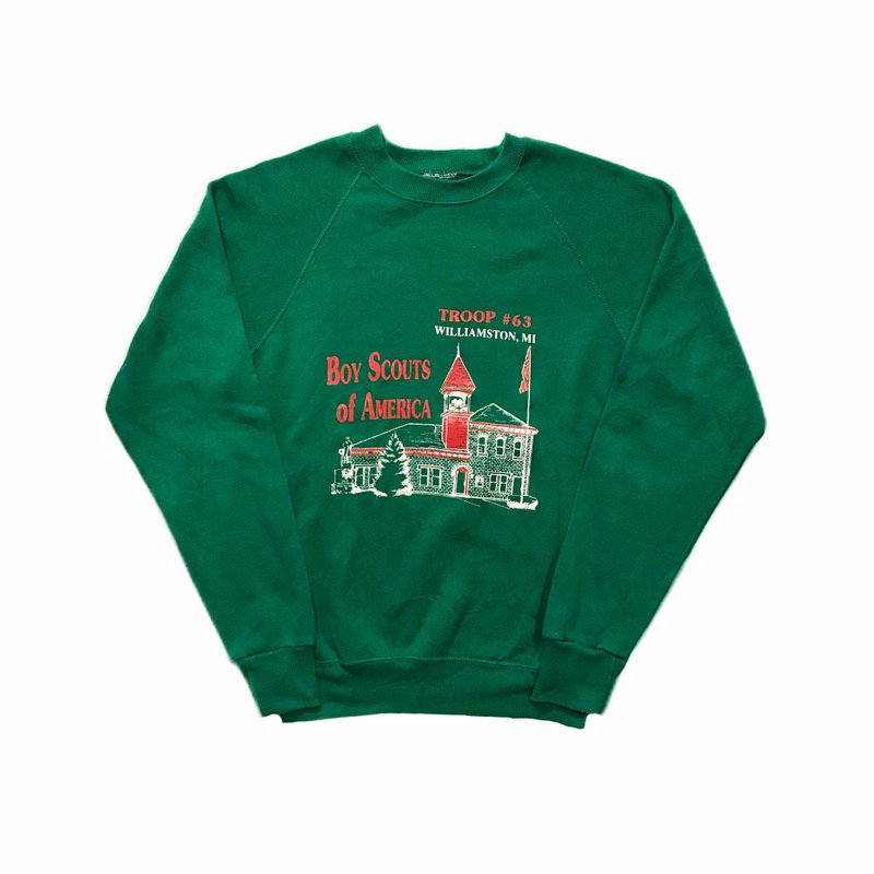 Vintage Boy Scout Sweatshirt 古着童军绿色卫衣 - 中性连帽卫衣/T 恤 - 其他材质 绿色
