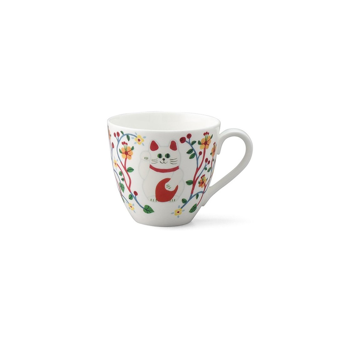 日本NARUMI Monika Forsberg 招财猫骨瓷马克杯-300ml - 咖啡杯/马克杯 - 瓷 红色
