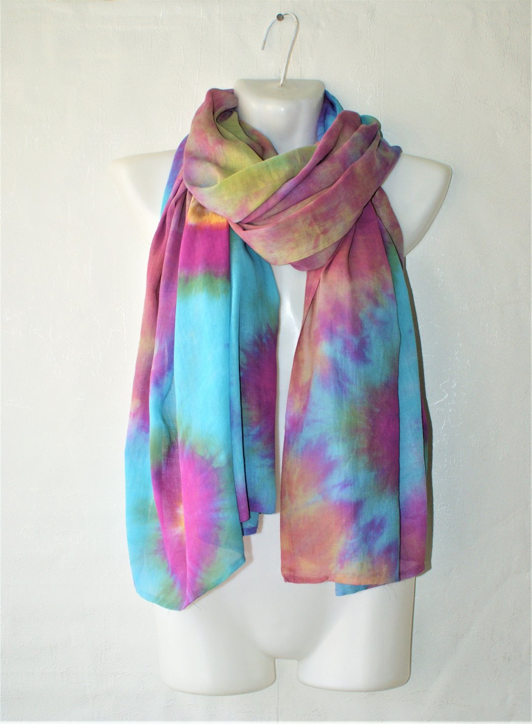 Cotton scarf Blue purple long scarf Large shawl Great women gift Tie dye scarf - 丝巾 - 棉 多色
