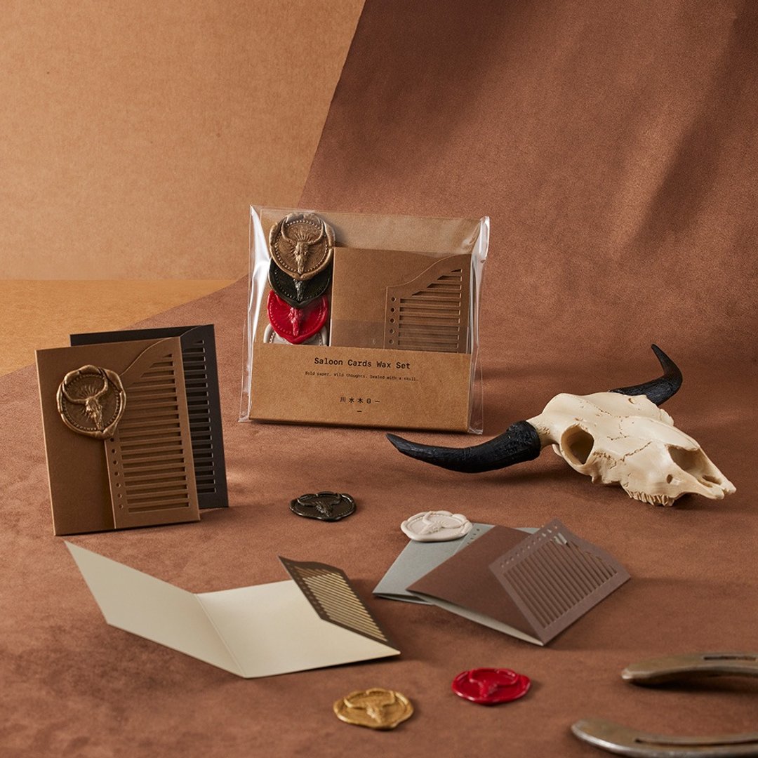 川水木日一 | 火漆封蜡一体式信封小卡 Saloon Cards Wax Set - 卡片/明信片 - 纸 咖啡色