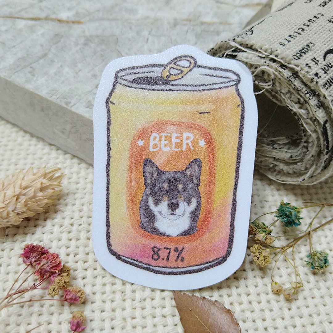 黑柴犬-啤酒-防水车贴-行李箱贴纸_防水贴纸 - 贴纸 - 防水材质 