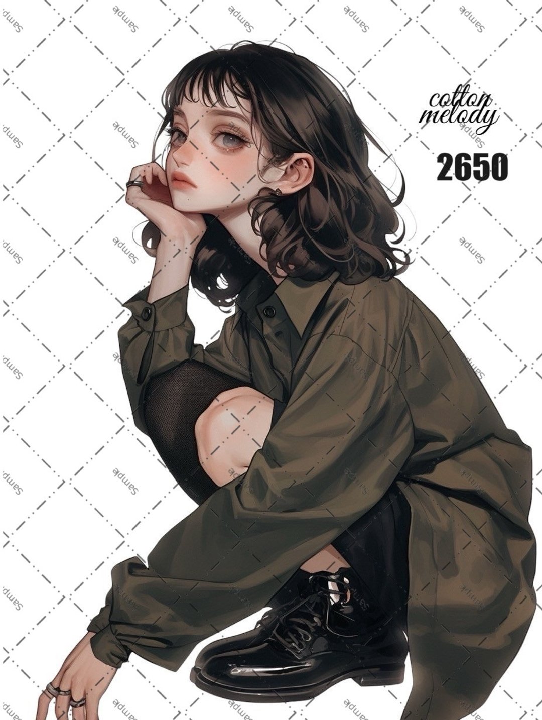 original sticker no.2650 人物贴纸 原创贴纸 原创人物贴纸 装饰贴纸 cotton melody - 贴纸 - 纸 