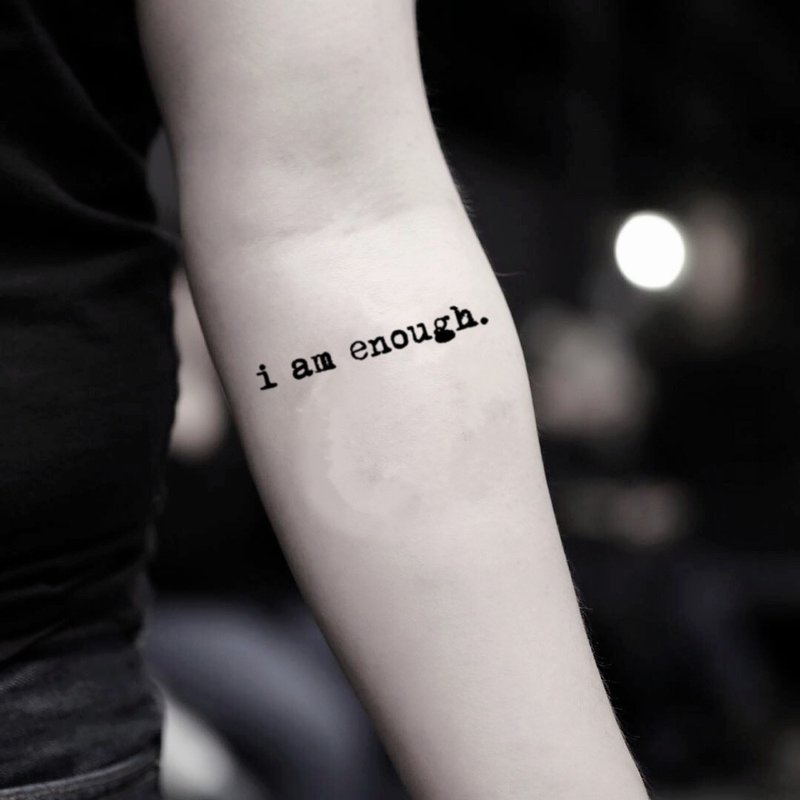 OhMyTat 我受够了 I Am Enough Quote 刺青图案纹身贴纸 (2 张) - 纹身贴 - 纸 黑色