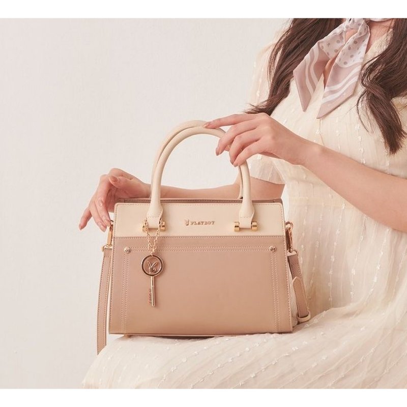 PLAYBOY - 手提包附长背带 Charisma系列 - 米色 - 手提包/手提袋 - 真皮 多色