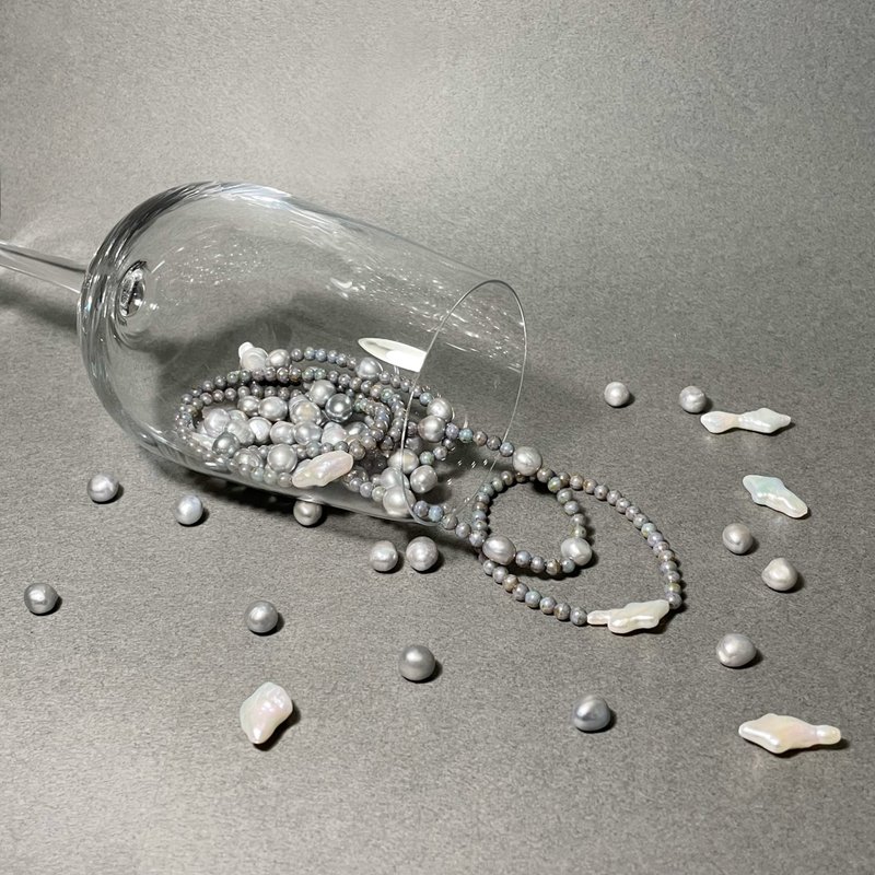 【人鱼之泪】手链 | 淡水珍珠 / 捷克珠 | 可订制手围 - 手链/手环 - 玻璃 银色