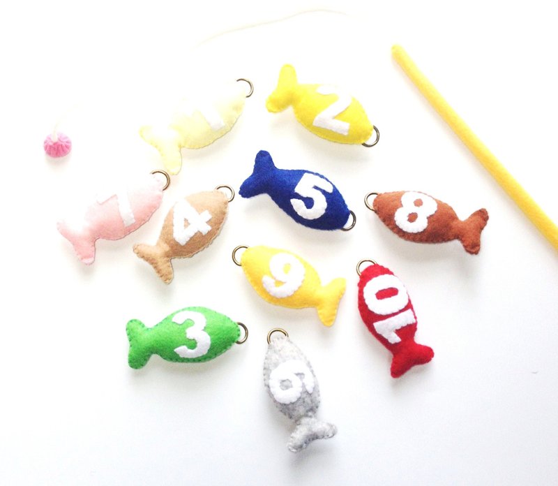Felt fishing set numbers educational toys children - 玩具/玩偶 - 羊毛 多色