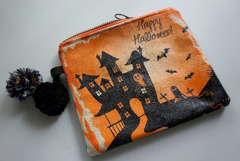 万圣节化妆小包 - 化妆包/杂物包 - 棉．麻 橘色