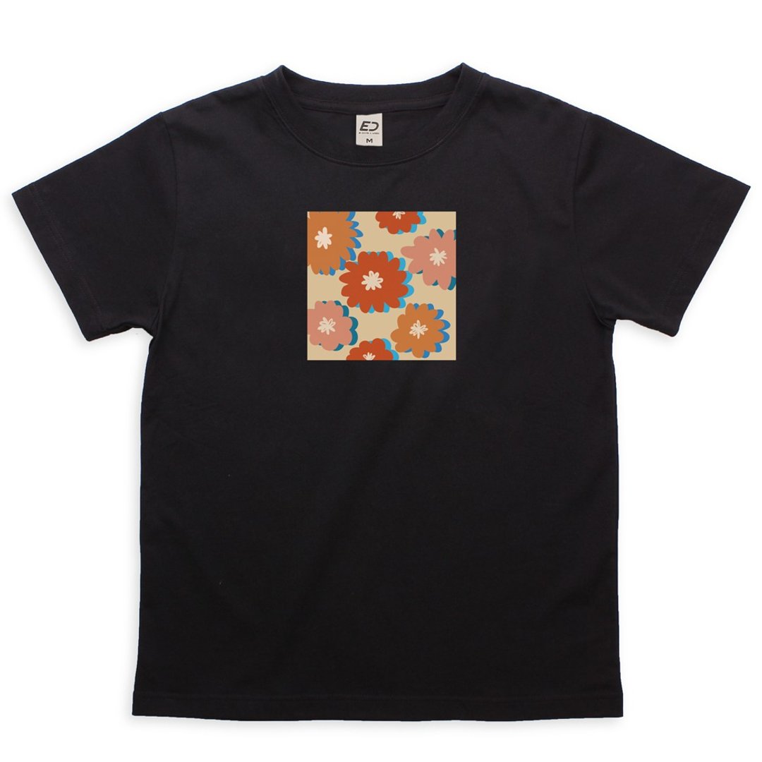 【夏の花】朵朵多  短T/女上衣/男T恤/T-Shirt/情侣T - 女装 T 恤 - 棉．麻 黑色