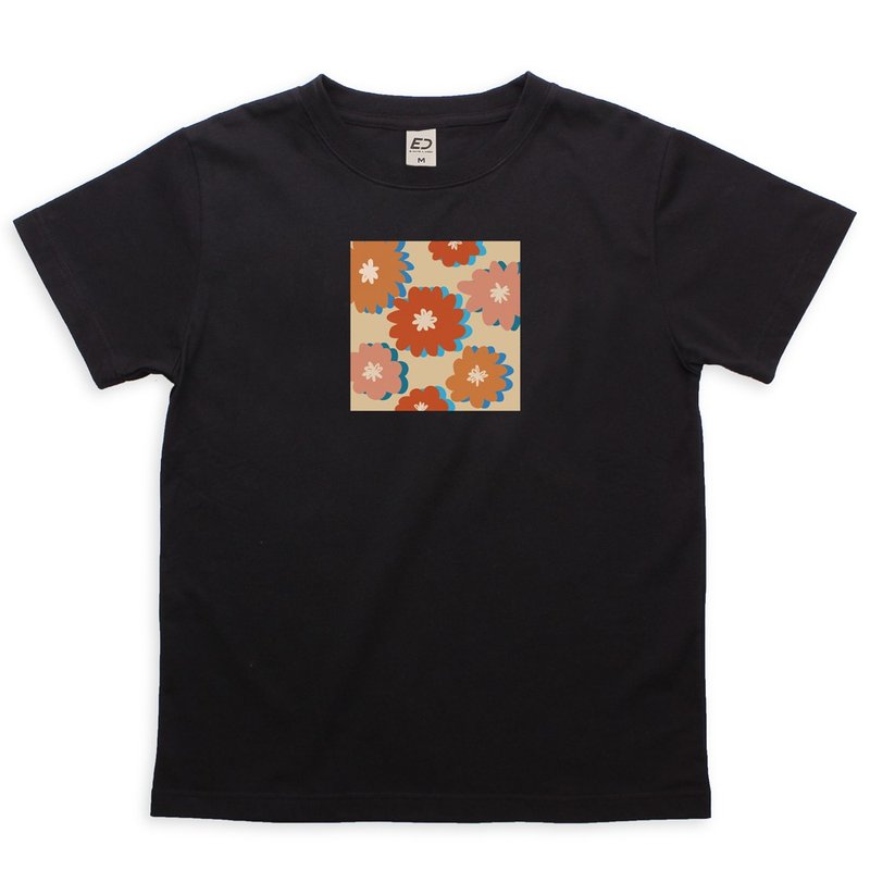 【夏の花】朵朵多  短T/女上衣/男T恤/T-Shirt/情侣T - 女装 T 恤 - 棉．麻 黑色