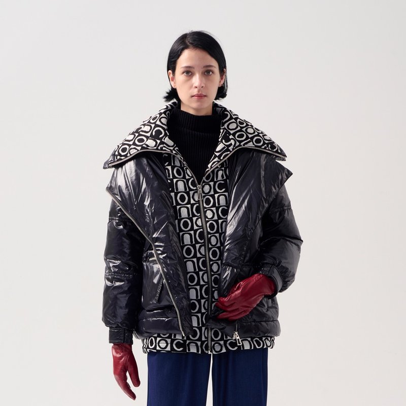 AVVJOY | 假两件羽绒外套长袖宽松黑色 - 女装休闲/机能外套 - 其他材质 