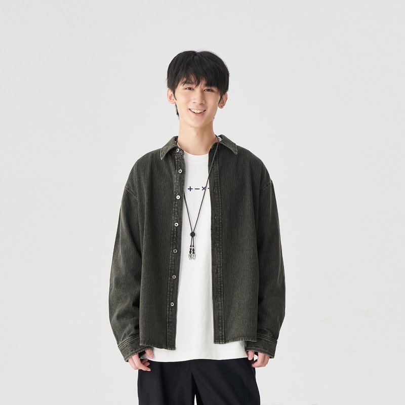 TopBasics 洗水做旧牛仔衬衫 - 男装衬衫 - 棉．麻 绿色