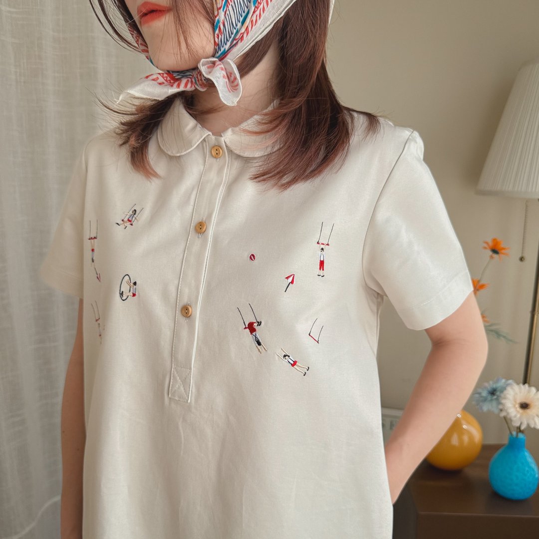 LuLu Dress 莲花领连衣裙 Ivory Grey 奶灰色 - 洋装/连衣裙 - 棉 灰色