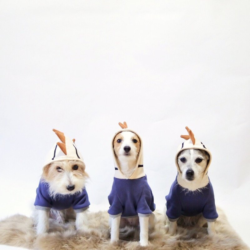 Dog hoodie Dino dog / Jungle - 衣/帽 - 其他材质 蓝色