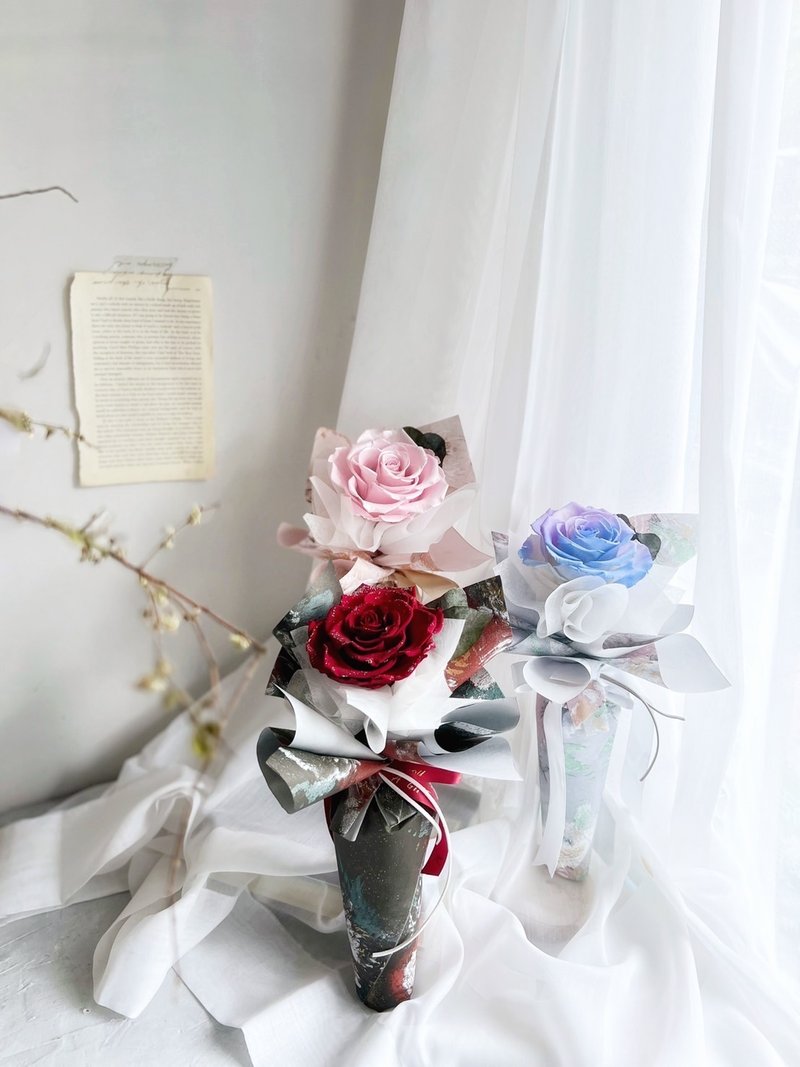 皇家厄尔瓜多单只永生玫瑰 | 后花园梦境系列 生日礼物 七夕 - 干燥花/捧花 - 植物．花 