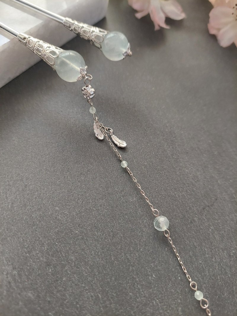 拢云阁－沫雨 古典水晶萤石步摇发簪 - 发饰 - 水晶 