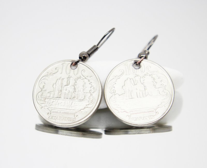 Tiny Coin Earrings Ancient Coin Jewelry Mini Coin Earrings Coin Drop Earrings - 耳环/耳夹 - 其他金属 