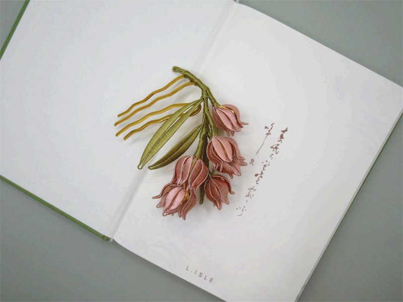 铃兰 渐变色 缠花旗袍配饰发饰发钗古风中式小清新汉服 可定制改 - 发饰 - 绣线 粉红色