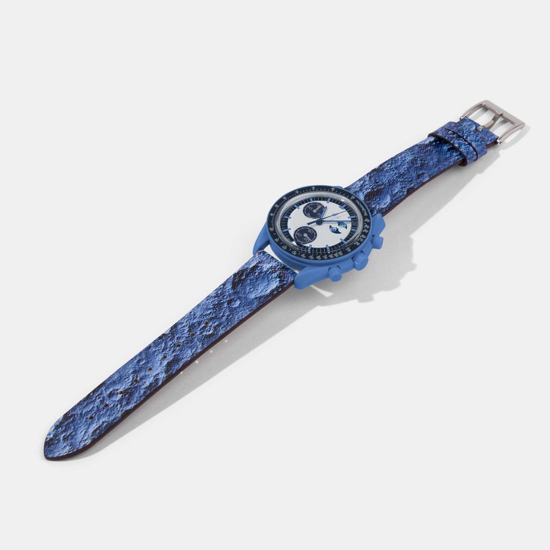OMEGA x Swatch Mission to Moonwatch 小牛皮錶帶 - 表带 - 真皮 蓝色