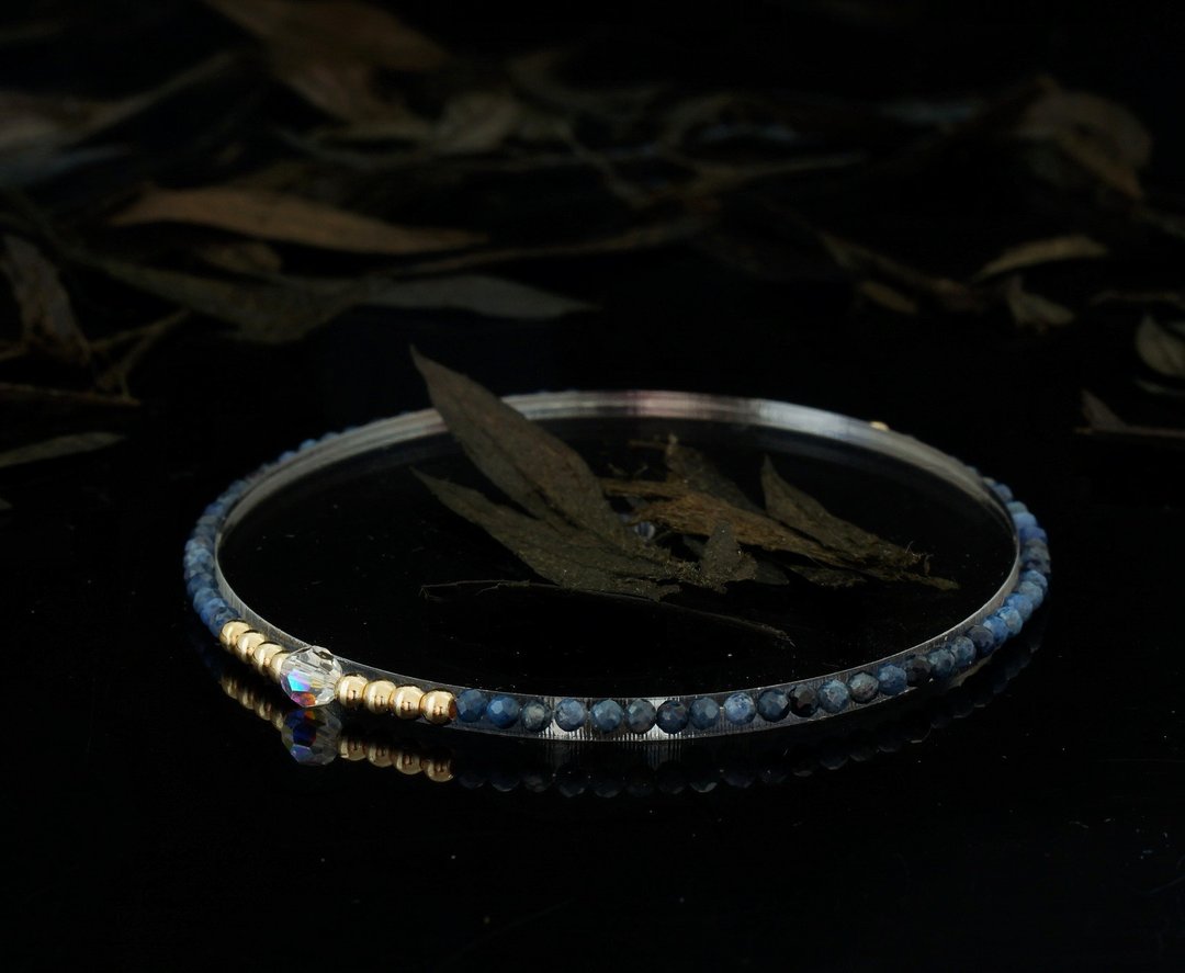 轻奢风 深蓝纹石 14KGF Swarovski 水晶手链 - 手链/手环 - 宝石 